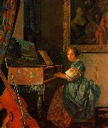 Johannes Vermeer A Lady Seated at a Virginal oil painting reproduction